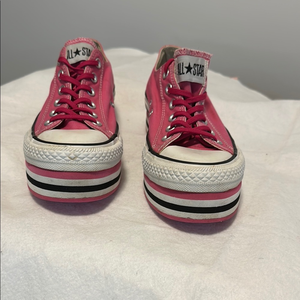 Converse Pink Athletic Shoes with Platform Sole